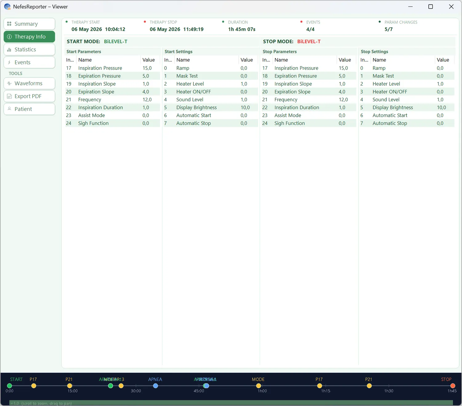 Parameters & settings